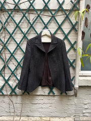 (New Arrival) YOHJI YAMAMOTO - FW98 Wool + linen open jacket with lapel slits (runway)