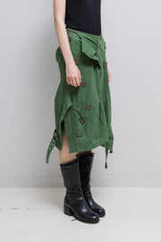 JUNYA WATANABE - SS06 Military cotton draped skirt with buttons and strap details