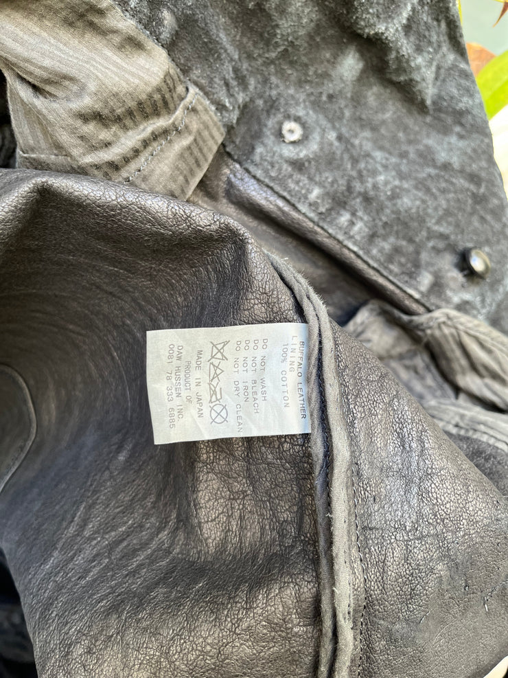 (New Arrival) CHRISTIAN PEAU - Burnt buffalo leather long coat with metal buttons