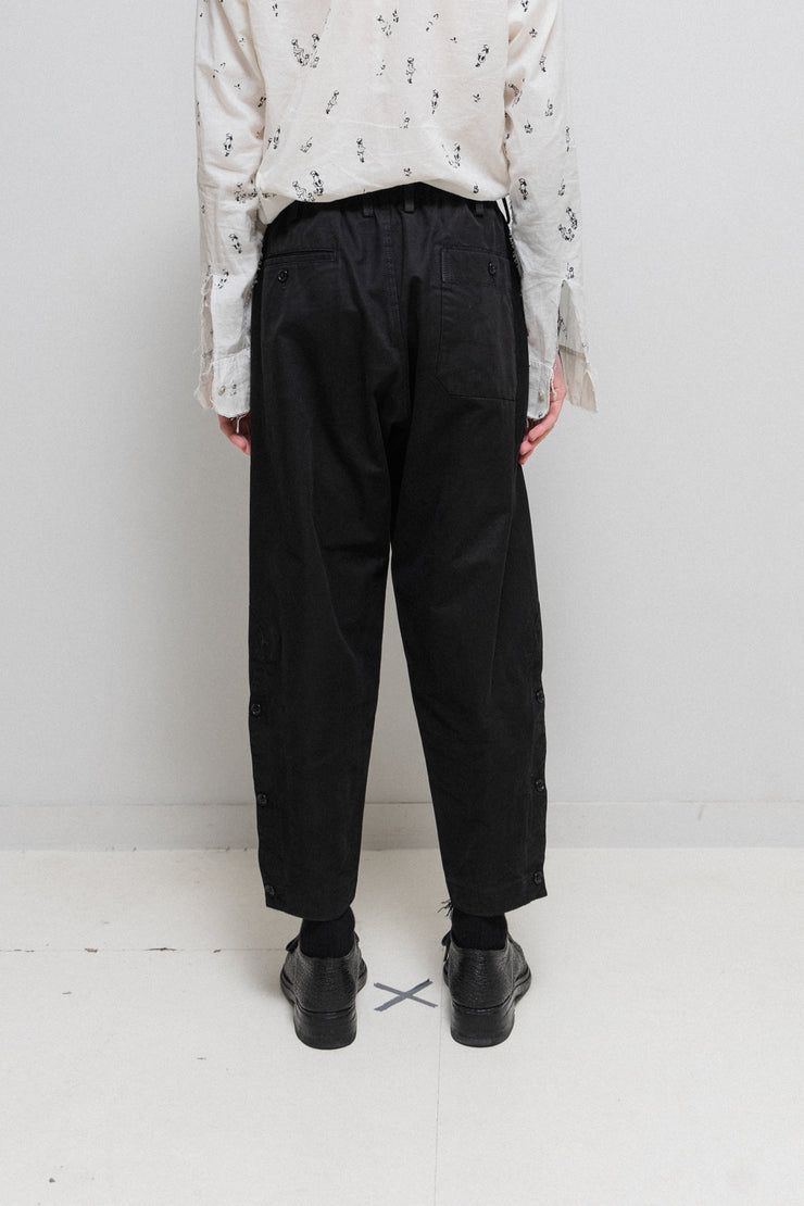 YOHJI YAMAMOTO POUR HOMME - FW15 Thick cotton pants with leg buttoning