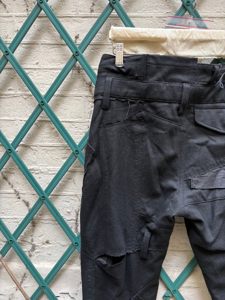 (New Arrival) JUNYA WATANABE - FW06 Reworked patchwork wool pants with leg straps and waist zipper (runway)