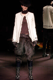 UNDERCOVER - FW05 "Arts and Crafts" Felt jacket with faux fur lining, razors and chain details (runway)