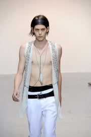 (New Arrival) ANN DEMEULEMEESTER - SS10 Silk vest with 850 gr of metal sequins (runway)