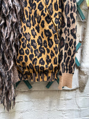 (New Arrival) UNDERCOVER - FW05 « Arts and Crafts » Felted wool leopard pattern jacket with voluminous faux fur collar (runway)