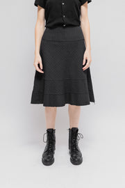 JUNYA WATANABE - FW05 Wool striped skirt with frayed edges