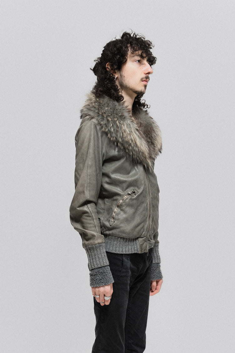【GIORGIO BRATO】archive fur jacket GIORGIO BRATO - Raccoon fur leather jacket with double cuffs