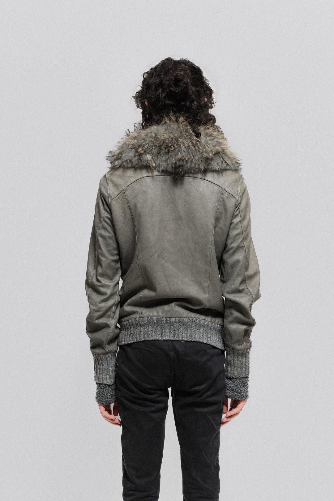 GIORGIO BRATO - Raccoon fur leather jacket with double cuffs – L