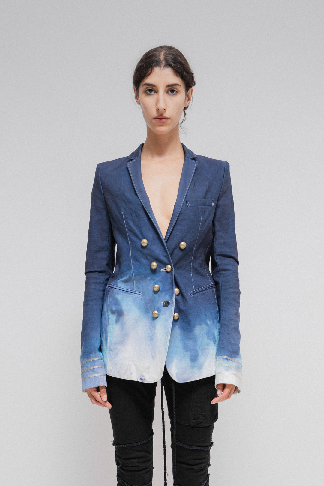 L.G.B - JK-8 Bleached sailor cotton jacket with engraved