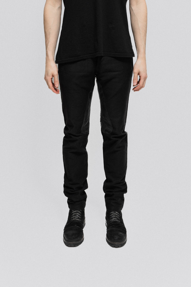 RICK OWENS - FW07 "Exploder" Moleskin cotton pants with leather inner leg