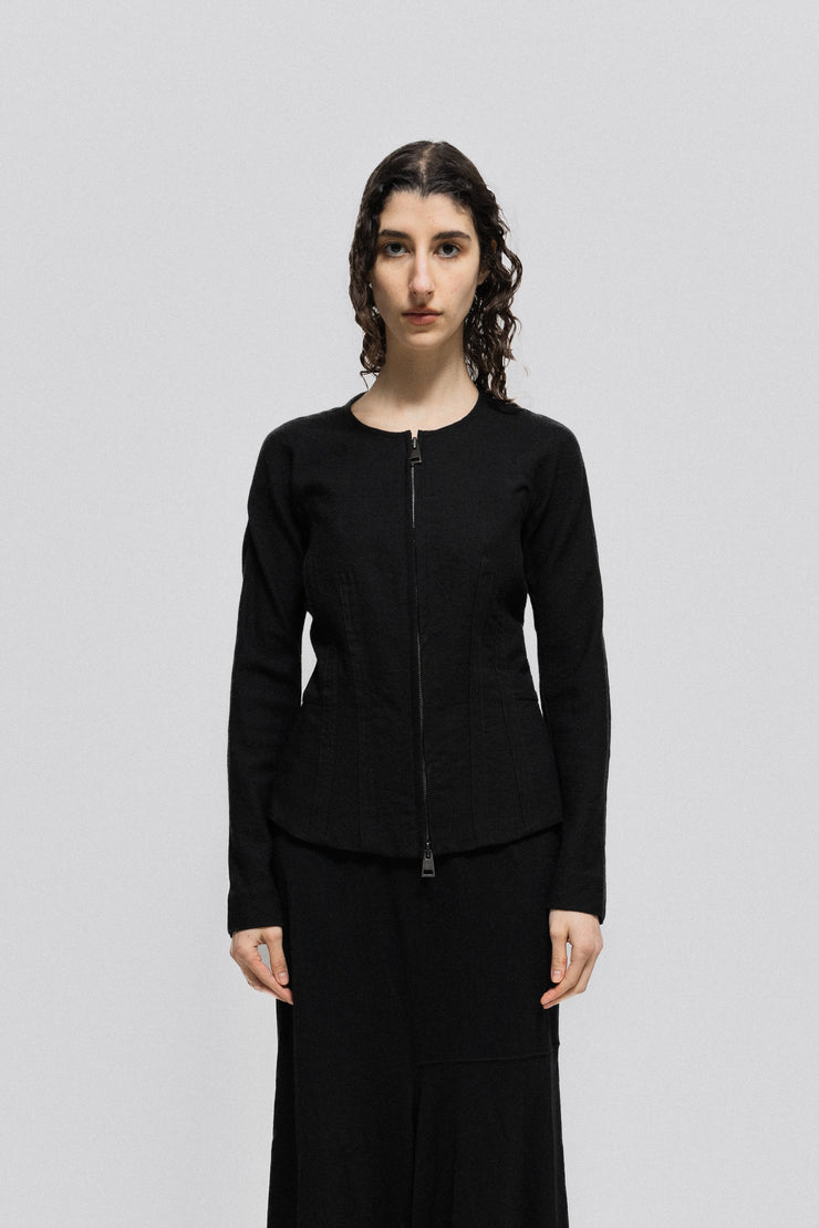 A.F VANDEVORST - Double zipper wool jacket with waist details