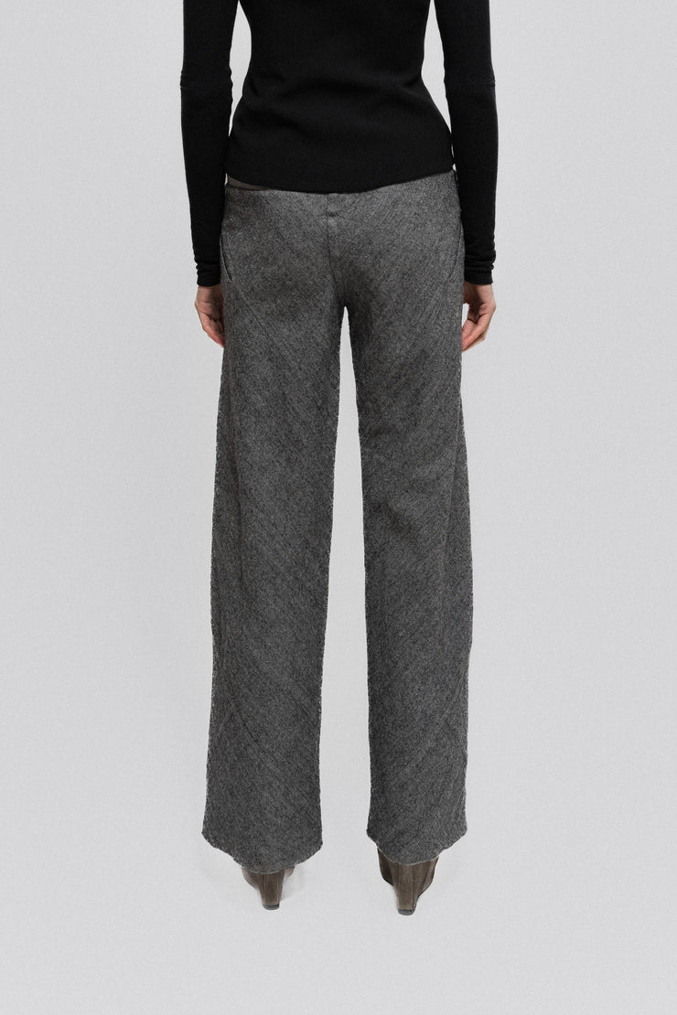 RICK OWENS - FW12 "MOUNTAIN" Wide woven pants with a ribbed waist and bias pockets
