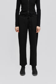 ANN DEMEULEMEESTER - Fleece wool pants with a waist strap