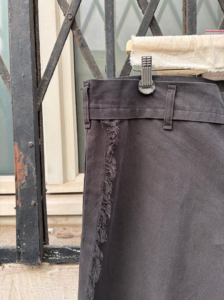 (New Arrival) YOHJI YAMAMOTO POUR HOMME - Wide cotton pants with fringed hems
