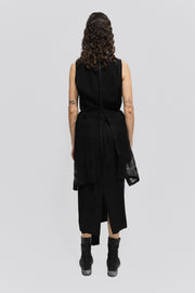 ANN DEMEULEMEESTER - SS09 Cotton vest with embroidered back panels and waist straps