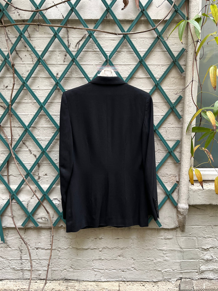 (New Arrival) ANN DEMEULEMEESTER - Rayon and fleece wool blazer jacket with padded shoulders