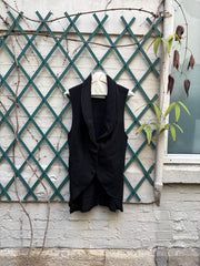 (New Arrival) ANN DEMEULEMEESTER - Fleece wool vest with padded collar and silk back