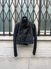 (New Arrival) RICK OWENS - FW03 "TRUCKER" Thick textured lamb leather jacket with matching fleece