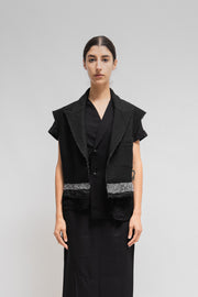 MARC LE BIHAN - Sleeveless wool jacket with raw cut edges