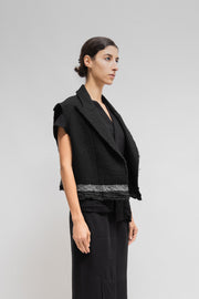 MARC LE BIHAN - Sleeveless wool jacket with raw cut edges