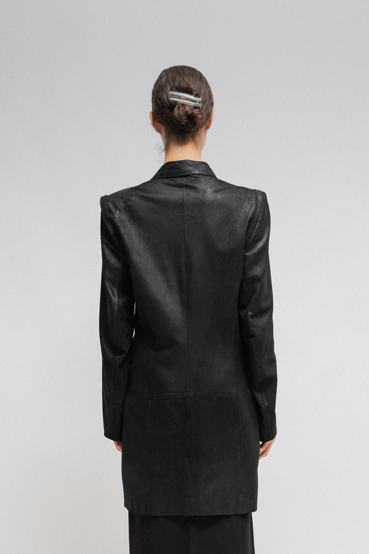 ANN DEMEULEMEESTER - Double breasted leather coat (early 00&