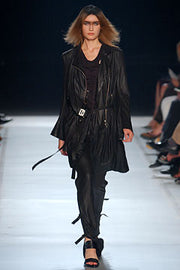 ANN DEMEULEMEESTER - SS03 Leather coat with zipper details (runway)