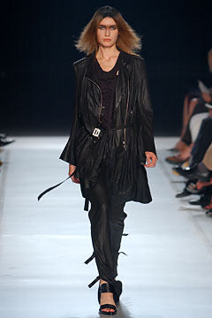 ANN DEMEULEMEESTER - SS03 Leather coat with zipper details (runway)