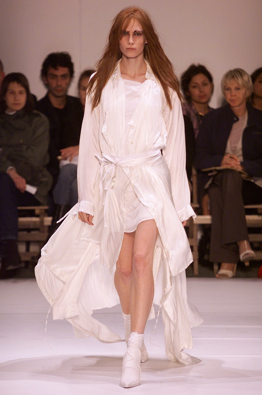 トップス 00s Ann Demeulemeester silk l/s cutsew ANN DEMEULEMEESTER - SS02 Silk draped jacket with sleeve slits and