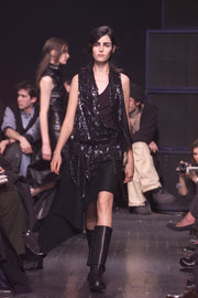 (Pre Sale) ANN DEMEULEMEESTER - FW00 Asymmetric skirt with side gathering lacings (runway)