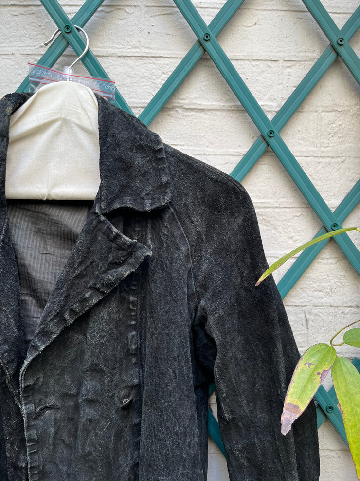 (New Arrival) CHRISTIAN PEAU - Burnt buffalo leather long coat with metal buttons
