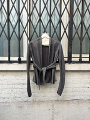 (New Arrival) RICK OWENS - SS09 « Strutter » Dust lamb leather jacket with side straps to tie up