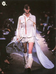 UNDERCOVER - SS03 "SCAB" Woven zip up jacket with frilled cuffs and colourful details (runway)