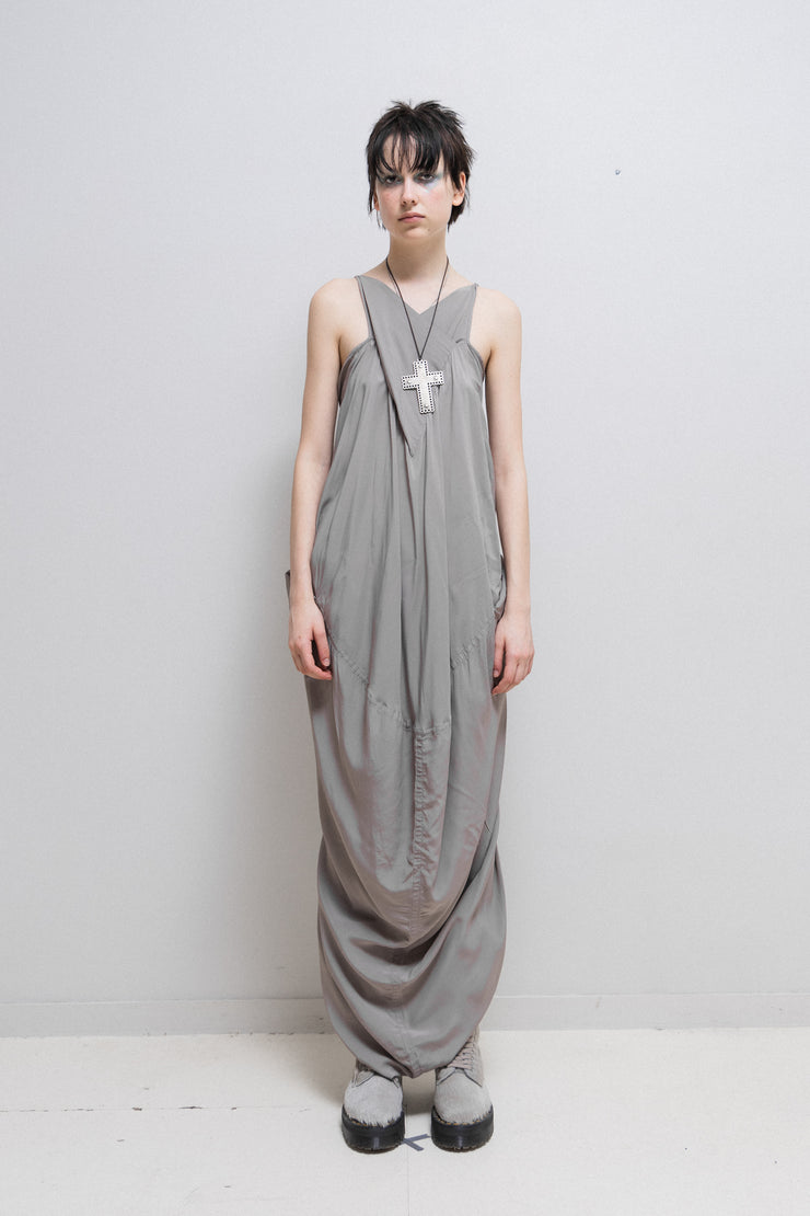 RICK OWENS - SS17 "WALRUS" Silky maxi dress with draping