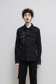 ISAMU KATAYAMA BACKLASH - M-65 Cotton field jacket with leather details