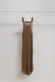 RICK OWENS - Ocre ribbed cotton tank top