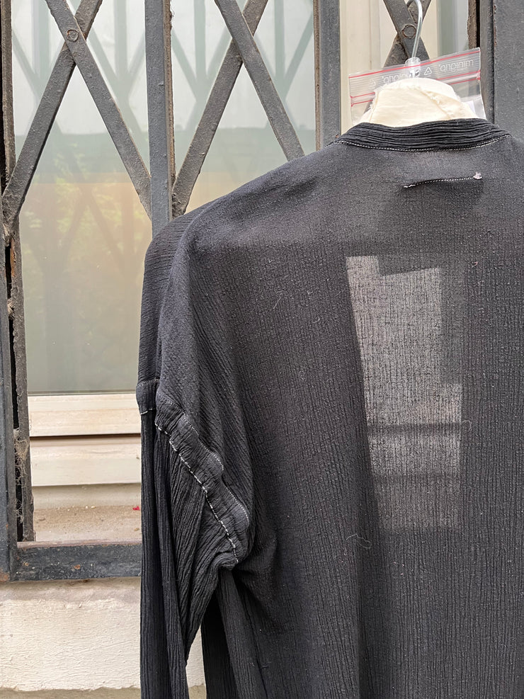 (New Arrival) MARTIN MARGIELA - Early 2000’s Line 6 Cotton blend pleated wrap up cardigan (overdyed)