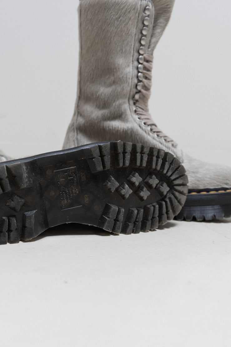 RICK OWENS X DR. MARTENS - 2022 "1918" Platforms hair-on boots (calf hair)