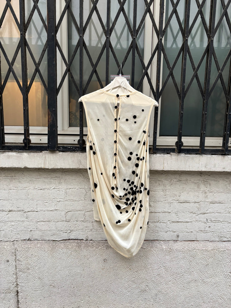 (New Arrival) ANN DEMEULEMEESTER - Embroidered silk draped top