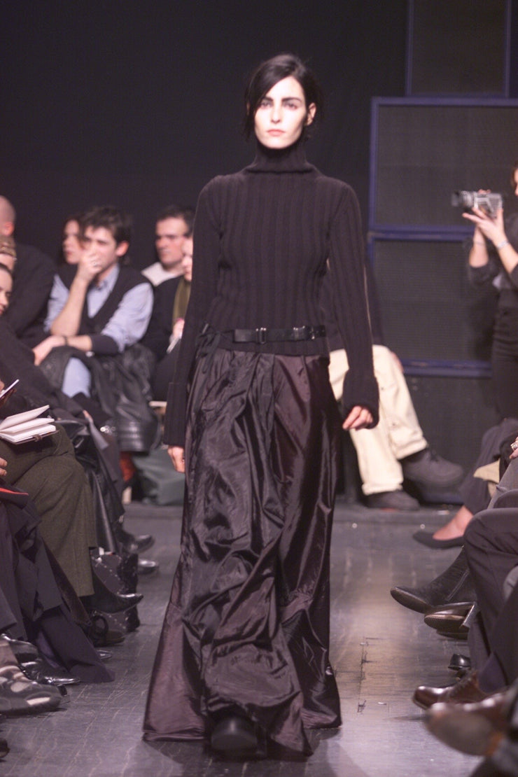 ANN DEMEULEMEESTER - FW00 Wool blend ribbed turtleneck with rolled up cuffs