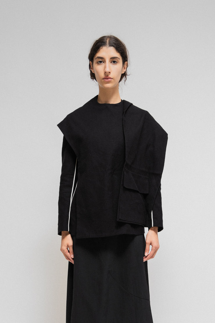YOHJI YAMAMOTO - FW09 Cotton jacket with an integrated scarf and white details