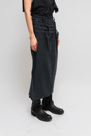 ANN DEMEULEMEESTER - SS03 Long cotton skirt with waist straps