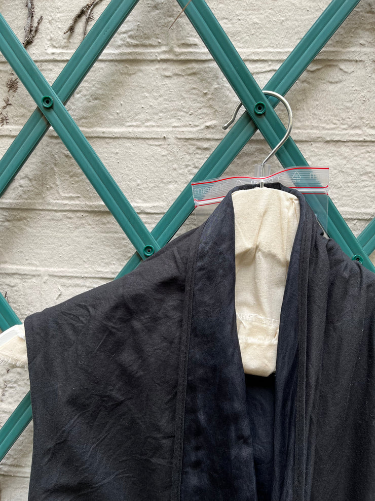(New arrival) RICK OWENS - SS06 « TUNGSTEN » Cotton draped maxi dress with silk lapels (runway)