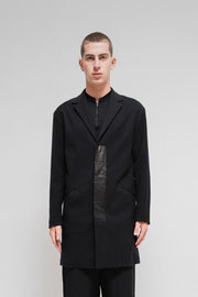 ISAMU KATAYAMA BACKLASH - Cotton and wool coat with horse leather details