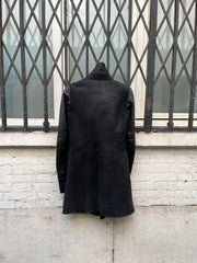 (New Arrival) RICK OWENS - FW10 "GLEAM" Lamb leather long jacket with matching fleece and textured sleeves