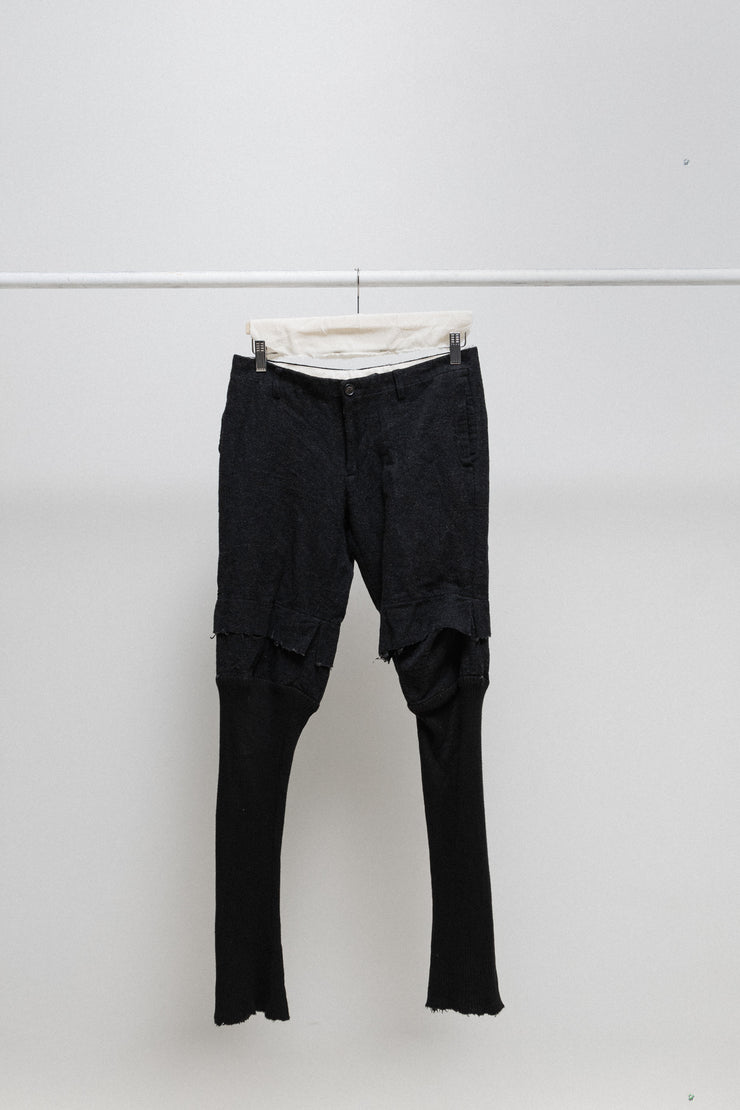 JULIUS 7 - FW07 "UNTITLED" Cashmere twill pants with knee details and ribbed legs