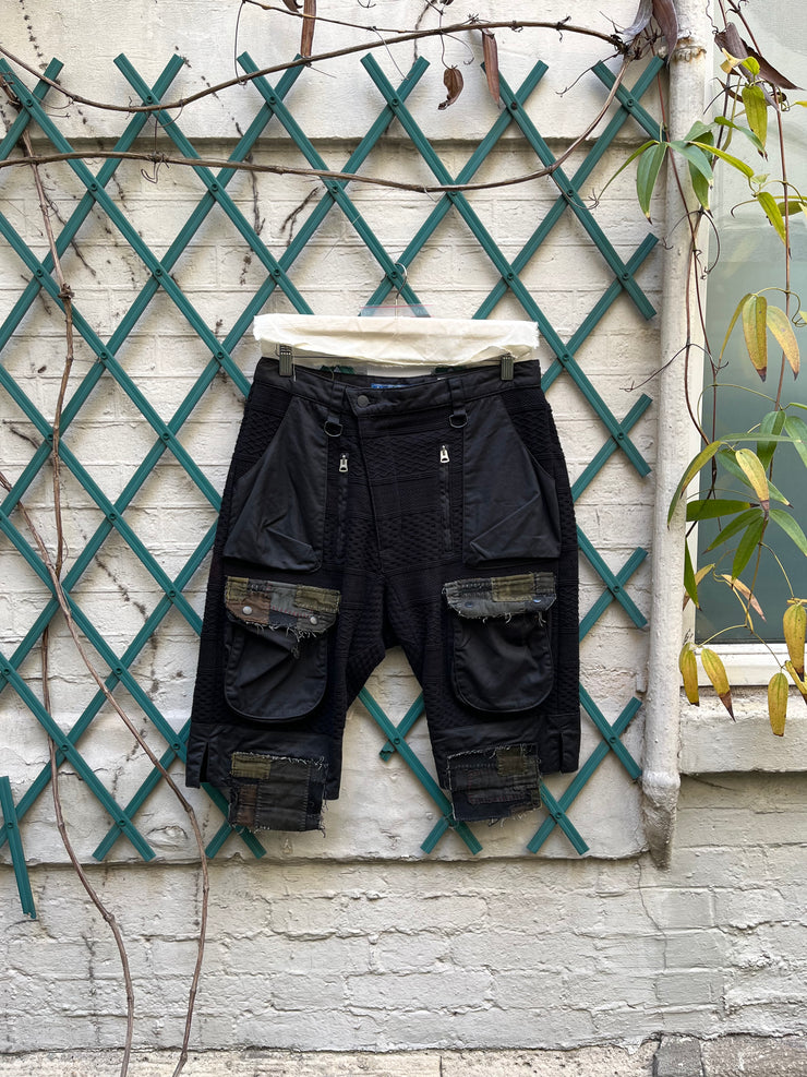(New Arrival) BLACKMEANS - Boro wide short pants with wool details and hand-sewn patches