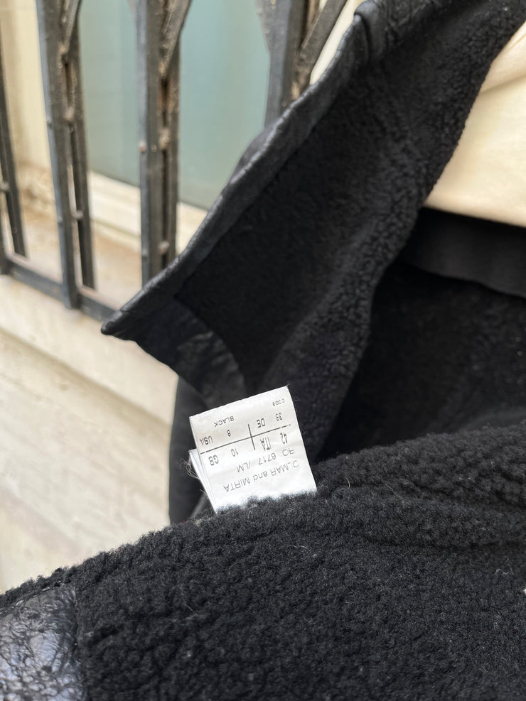 (New Arrival) RICK OWENS - FW03 "TRUCKER" Thick textured lamb leather jacket with matching fleece