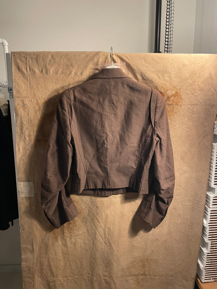 (Pre Sale) ANN DEMEULEMEESTER - SS03 Cropped cotton jacket with curved seams