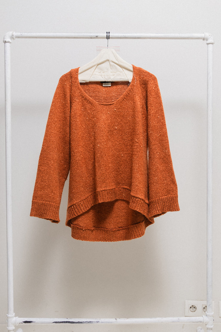 ANN DEMEULEMEESTER - Early 1990’s Wool blend textured sweater in faded orange