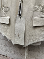 (New Arrival) ISAAC SELLAM - White leather vest with linen back and straps