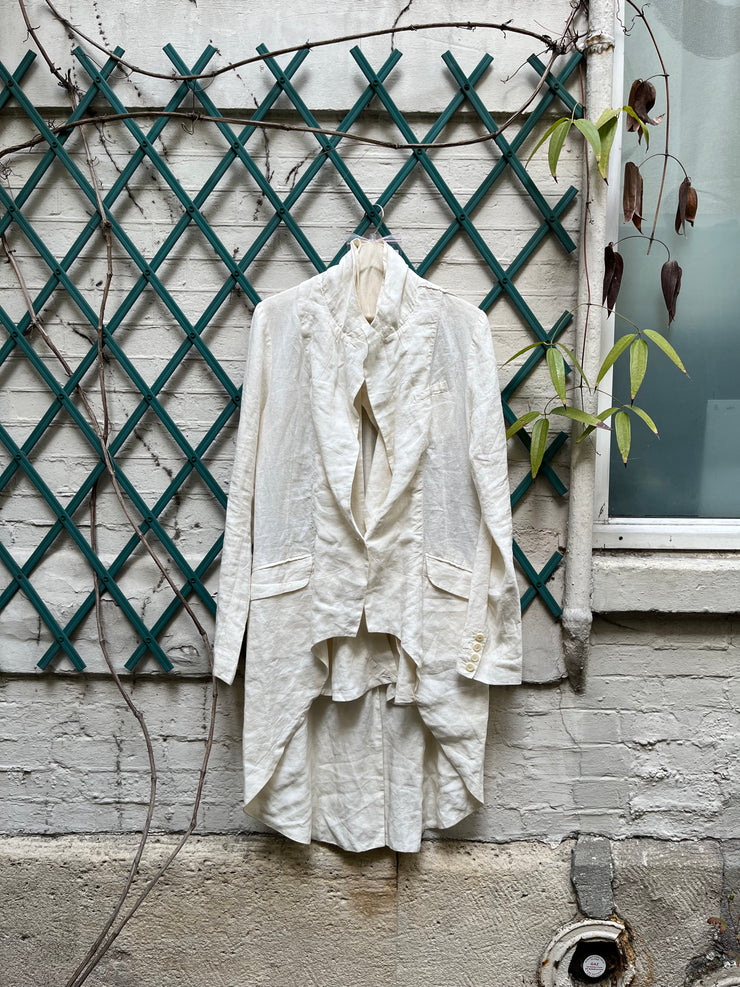 (New Arrival) MARC LE BIHAN - White linen tail jacket